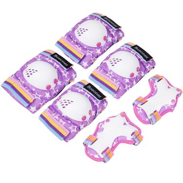 Захист для колін та ліктів BOSONER для дітей (6-15 років), комплект 6 шт., фіолетовий (M) - для роликів, скейту, інлайнерів