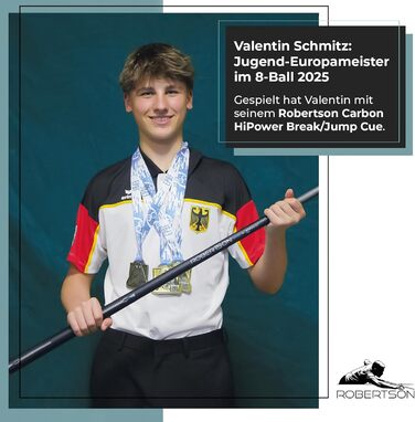 К'ю для більярду Robertson Carbon Break & Jump HiPower, Profi Anstoß Cue 2-TLG та 3-TLG для максимальної потужності та точності, 13 mm наконечник, Quick Joint, 3-секційний