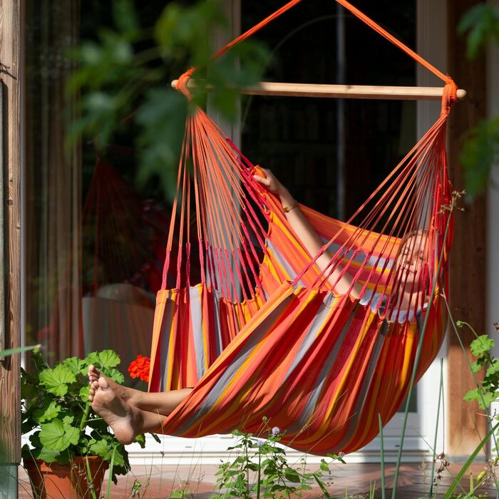 Гамак-крісло La Siesta Domingo (Toucan, Basic) з бамбука та органічної бавовни GOTS. Розкручується на 360° для релаксу та стилю