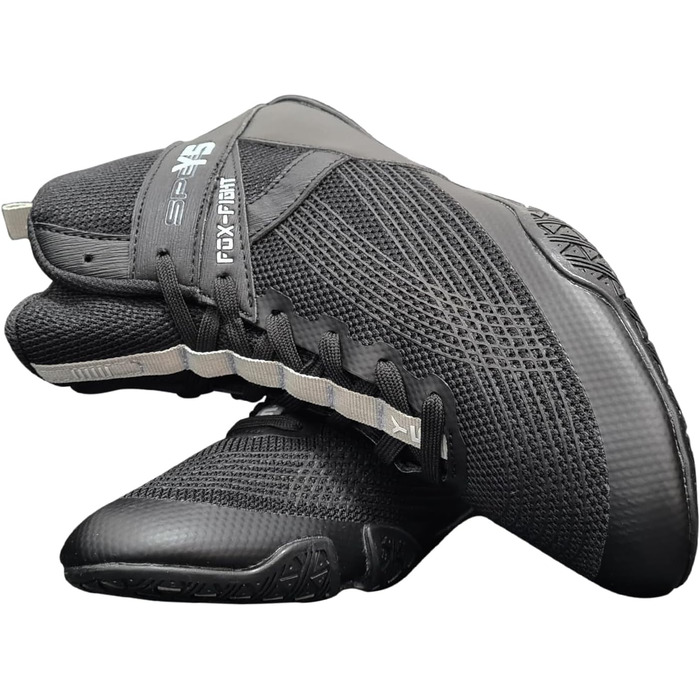 FOX-FIGHT Y5: Боксерські та спортивні кросівки для боротьби, фітнесу та бодібілдингу (39 EU, Чорний, Сірий)