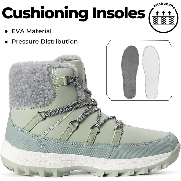 Зимові черевики Mishansha для жінок, утеплені, водонепроникні, трекінгові, розмір 36-42 (зелені черевики, 41 EU)