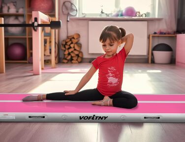 Надувна гімнастична килимок VOFiTNY товщиною 10/20 см для дому, парку, води. Рожевий/зелений.