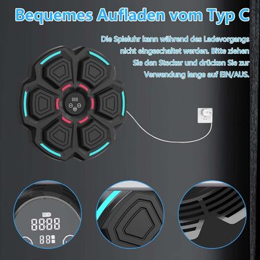 Музична боксерська машина TECKZOON Bluetooth, електронна, з підключенням Bluetooth, для тренувань, настінна ціль