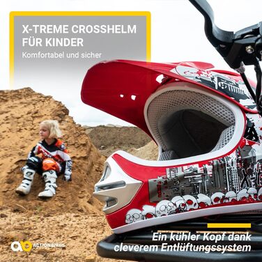 Мотошолом Actionbikes Motors X-Treme для дітей: захист під час катання на мотоциклі, квадроциклі та кросбайку (XXL, зелений)