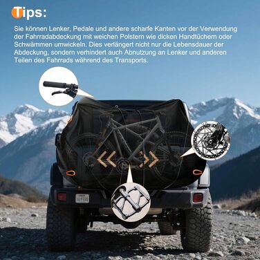 Чохол для велосипедів Toptrek на 2 велосипеда, 600D Oxford, з мотузкою 6м, чорний