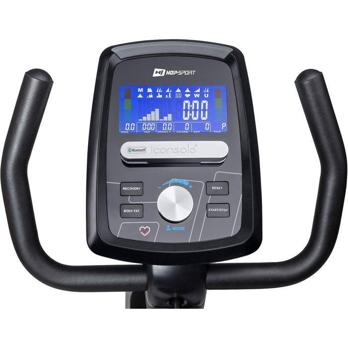 Горизонтальний велотренажер Hop-Sport HS-070L, Bluetooth, 12 програм, 16 рівнів навантаження, до 150 кг, сріблясто-чорний