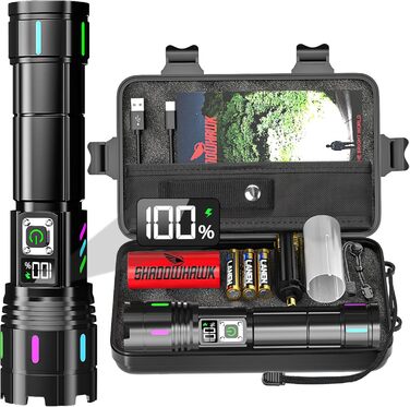 Тактичний ліхтар XHM90.2: 500000 люмен, 30 Вт, LCD-дисплей, 5 режимів, IP67, Zoom, тактичний ліхтар