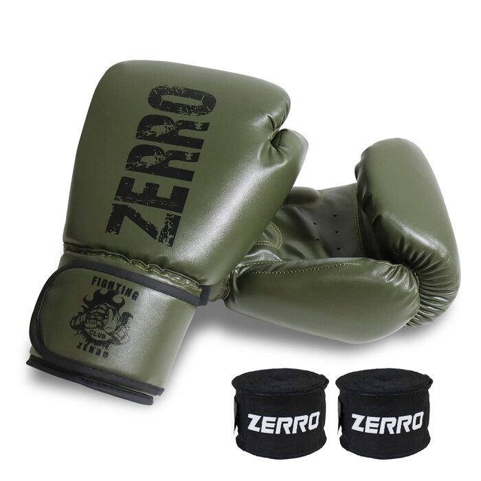 Боксерські рукавички ZERRO для кікбоксингу, тайського боксу та MMA, 12 oz, зелені