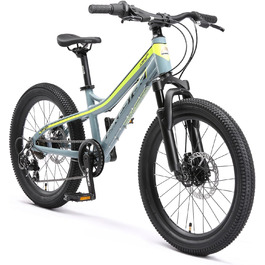 Дитячий гірський велосипед BIKESTAR 20 дюймів, алюмінієвий, 7-ступінчаста Shimano, дискові гальма, амортизаційна вилка, для дітей 6-9 років