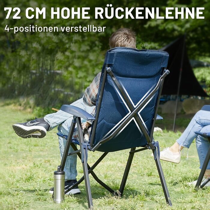 Крісло для кемпінгу Timber Ridge, складане, висока спинка, компактне, 150 кг, 4 положення, з сумкою, алюмінієве, для саду, балкону, автодому (2 шт., блакитний)