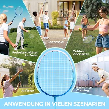 Набір для бадмінтону HIRALIY: 4 ракетки, 12 воланів, 4 ручки, сумка