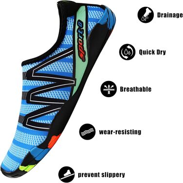 Взуття для плавання та відпочинку на пляжі: чоловіче та жіноче, антиковзне, швидковисихаюче, розмір 36-45, колір блакитний