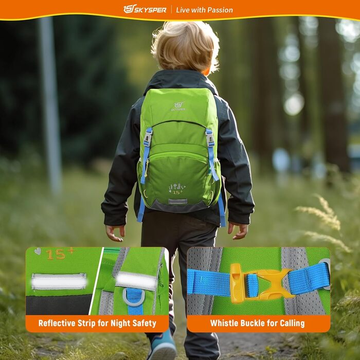 Дитячий рюкзак SKYSPER 15L - легкий та комфортний для хлопчиків та дівчаток (світло-зелений)