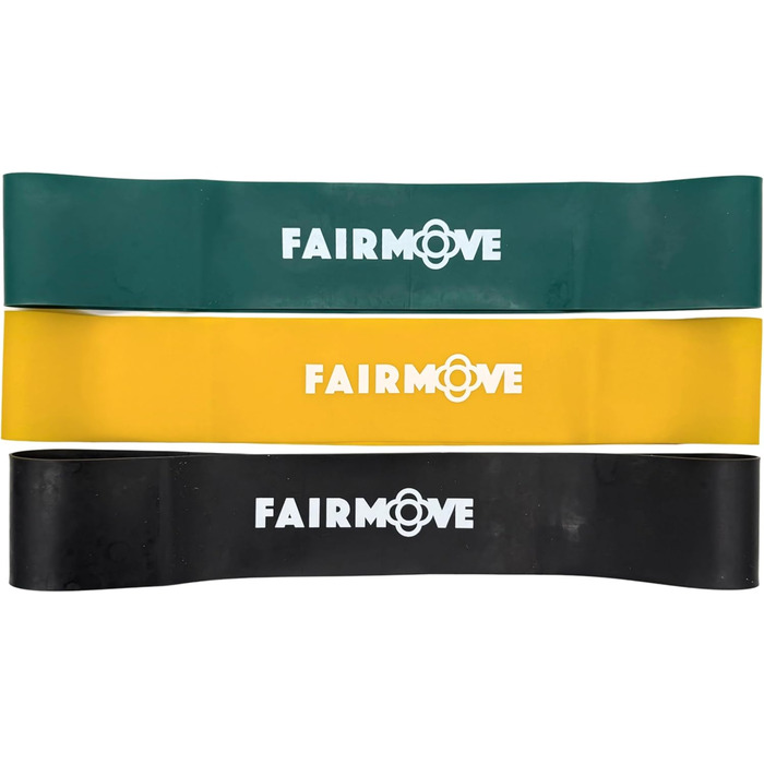 Гумові стрічки FAIR Move для фітнесу: набір 3 шт. з натурального латексу (Theraband) для м'язів, йоги, кроссфіту