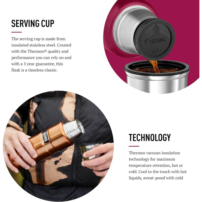 Термокружка Thermos Premium King, малинова, 470 мл