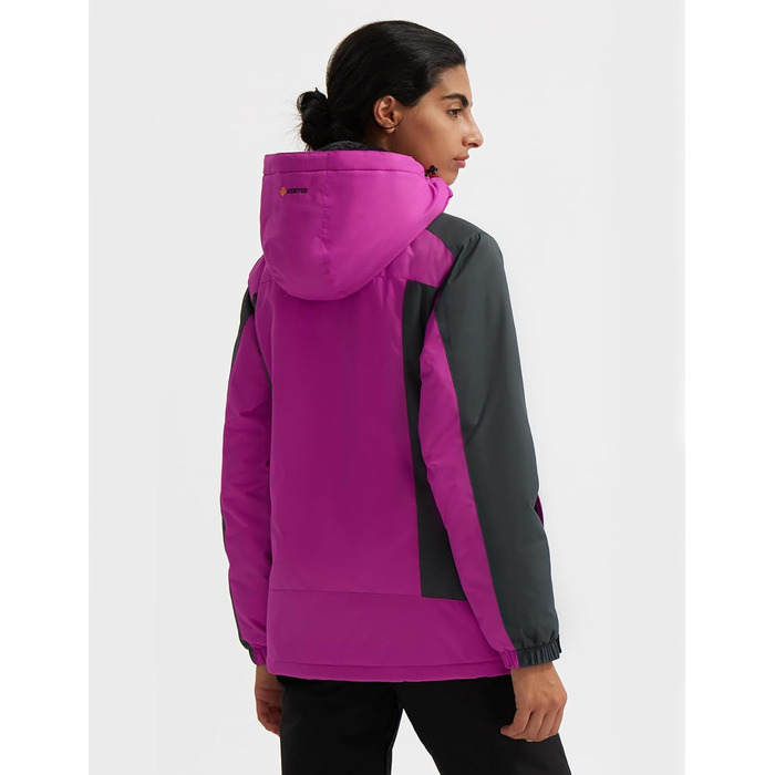 Жіноча лижна куртка GEMYSE: водонепроникна, вітронепроникна, з флісовою підкладкою, для активного відпочинку на снігу (M, Рожево-сіра)