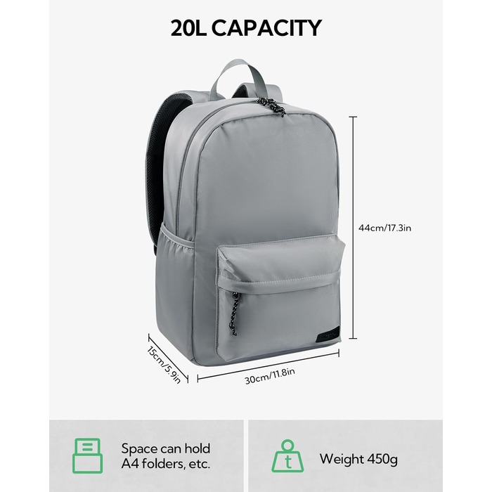 WATERFLY 20L легкий шкільний рюкзак із відділенням для ноутбука, універсальний міський рюкзак для чоловіків і жінок, для школи, роботи, спорту, подорожей та туризму