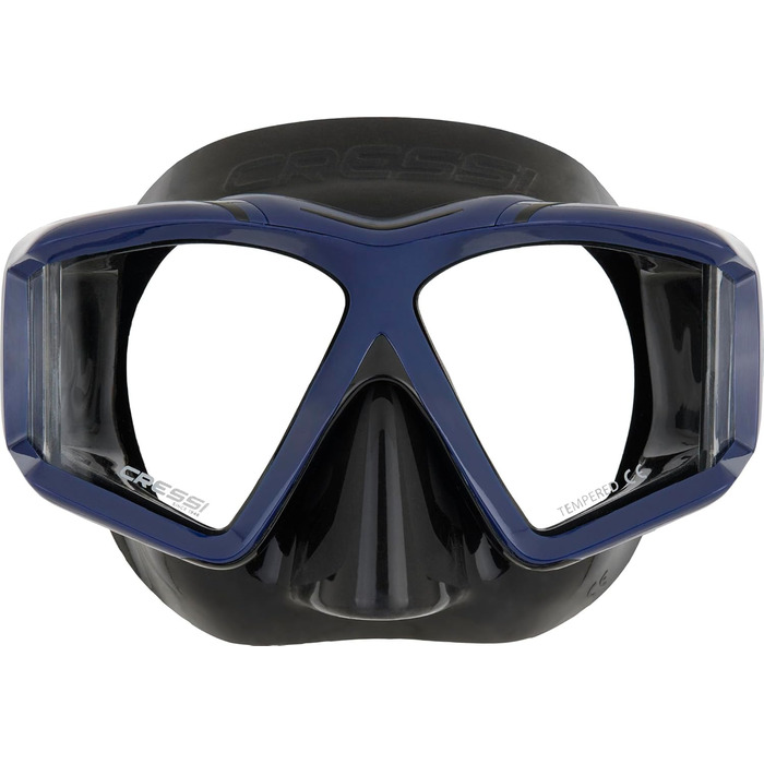 Маска для снорклінгу та дайвінгу Cressi Horizon Unisex з 4 окремими лінзами та трубкою Scilla Top Dry. Чорний/Синій колір.