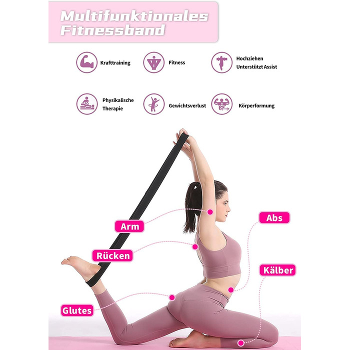 Фітнес-гумки для фітнесу, пілатесу та йоги, набір 3 шт. з різним опором, антиковзні, для силових тренувань, фітнес, зелений, рожевий, фіолетовий