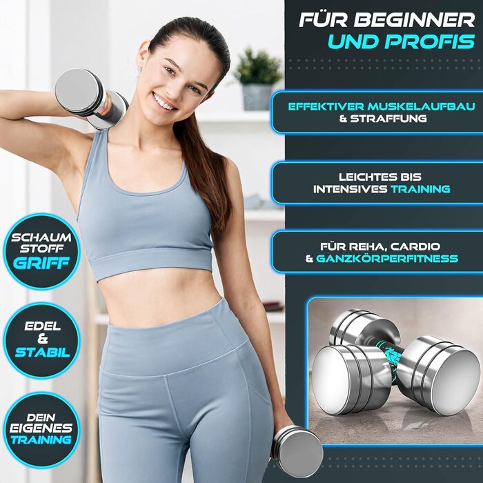 Набір гантелей 2 шт. по 10 кг (2,5/5/7,5 кг) з пінопластової ручки | Гантелі для фітнесу, тренувань вдома, силових тренувань та нарощування м'язів | Турквіс