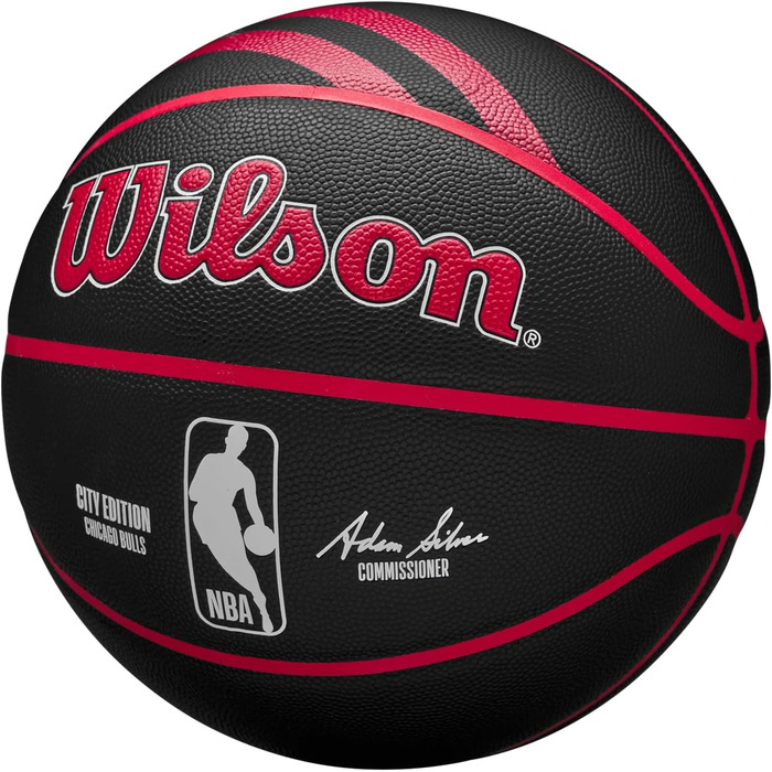 Баскетбольний м'яч Wilson NBA Team City Chicago Bulls, розмір 7, для вулиці та залу, чорний, унісекс