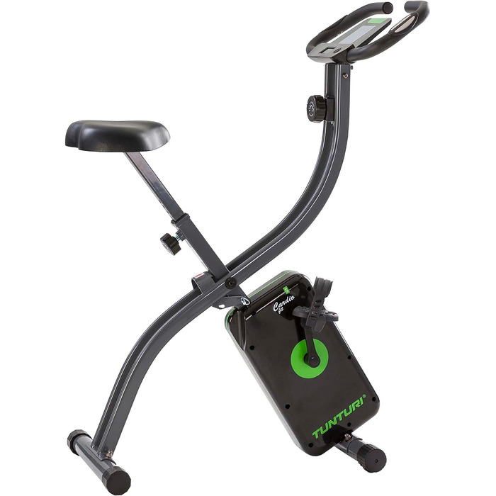 Складаний велотренажер Tunturi Cardio Fit B20 X Bike з LCD-дисплеєм і тримачем для планшета, чорний – домашній фітнес-велосипед