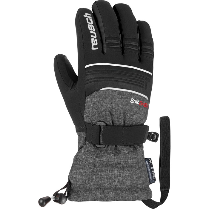 Дитячі гірськолижні рукавички Reusch Softshell, водонепроникні та вітрозахисні (чорно-сірі, розмір 6.5)