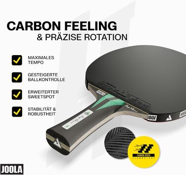 Ракетка для настільного тенісу JOOLA Hugo Calderano Carbon з м'ячами та чохлом, ITTF, чорно-зелена