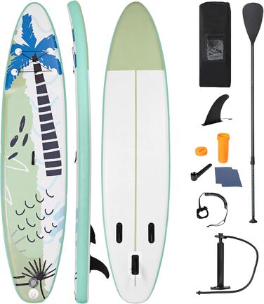 Надувна SUP-дошка COSTWAY 320x76x15 см, зелена, з веслом, насосом, рюкзаком, центровим кілем, страховочним шнуром та ремкомплектом