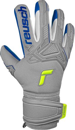 Воротарські рукавички Reusch Attrakt Freegel для дорослих, внутрішній шов, покриття Grip Silver, для всіх типів полів, сірі/жовті