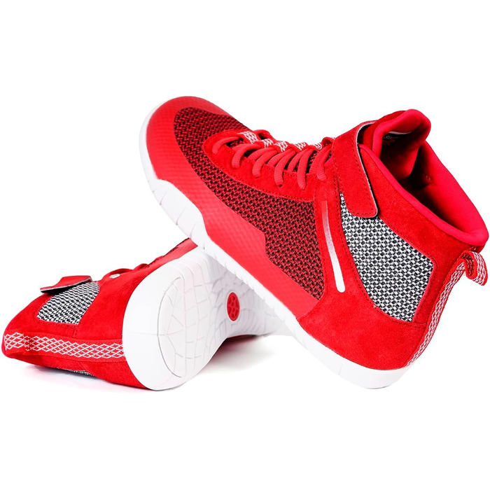 Черевики для боротьби, боксерські, фітнес- та вантажні черевики для пауерліфтингу з плоскою підошвою (43 EU, Червоні, однотонні)