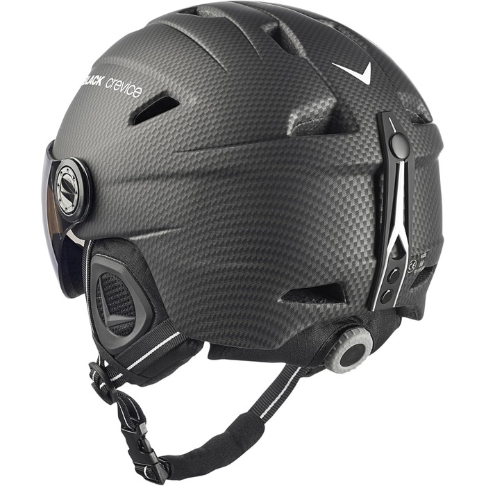 Чорний гірськолижний шолом BLACK CREVICE Silvretta I з візором у стилі пілота, різні кольори, для чоловіків та жінок, з полікарбонату, дихаючий, регульований розмір XL, карбон