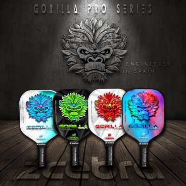 Професійна ракетка для піклболу ZCEBRA Gorilla Pro Green з графіту та карбону, поліпропіленовий стільниковий сердечник 16 мм, текстурована поверхня, у комплекті чохол