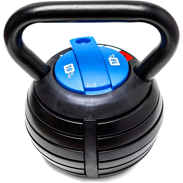 BRAINGAIN Smart Kettlebell регульована 3-18 кг, 7-в-1 | 7 рівнів ваги (3, 5.5, 8, 11, 13.5, 16, 18 кг) | Для домашніх тренувань, компактний дизайн