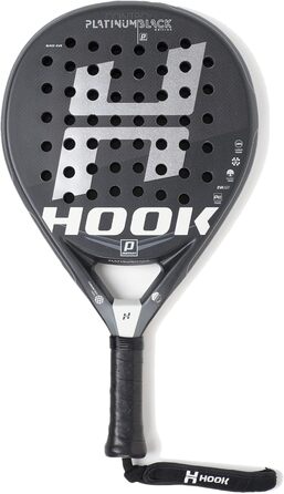 Унісекс падельна ракетка Hook Platinum Black Spyder, 355/365 г, 100% карбон, контроль 95%, EVA, середній баланс, піщане покриття, кругла форма