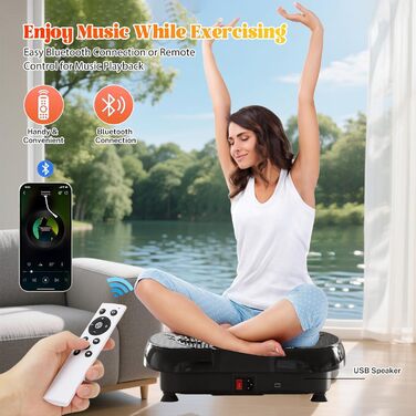 Віброплатформа для дому з 180 рівнів, 6 режимів тренувань, Bluetooth, LCD-екран, пульт, 150 кг, для схуднення та загального тонусу тіла