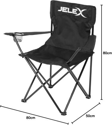 Крісло для кемпінгу JELEX Expedition зі спинкою, підлокітниками та тримачем для напоїв, простий механізм складання. Водовідштовхувальне, чорного та зеленого кольорів (зелене) (чорне)
