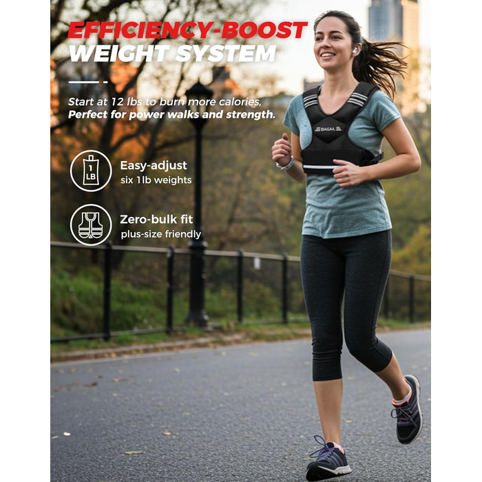 Вага для тренувань BAGAIL, регульована, 5.5-8.2 кг, для силових тренувань, фітнесу та аеробіки (чорна)