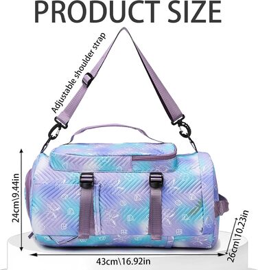 Спортивна сумка AUNGKWANG для дівчаток, водонепроникна, з відділенням для взуття та мокрих речей (рожева/фіолетова)