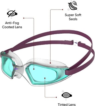 Окуляри для плавання Speedo Hydropulse Junior (унісекс, дитячі, Deep Plum/Clear/Light Blue)