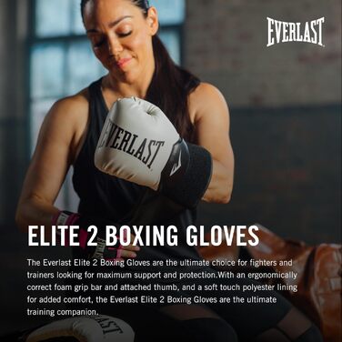 Боксерські рукавички Everlast Elite 2 10oz Gold/Black для спарингу та тренувань, Klettverschluss, ергономічний грифель