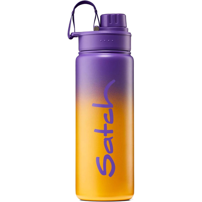 Пляшка для води satch з нержавіючої сталі 0,5 л, BPA-free, герметична, підходить для газованих, гарячих та холодних напоїв, Purple Graffiti - Orange