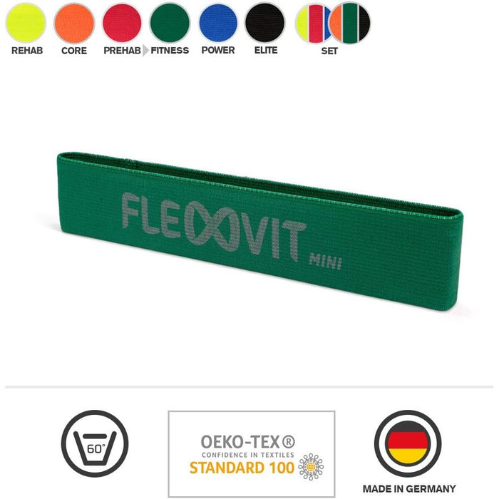 Еспандери FLEXVIT Mini Band 6 шт. – фітнес-стрічки для стабілізаційних вправ, розтяжки та мобілізації, різні рівні опору, для початківців і професіоналів