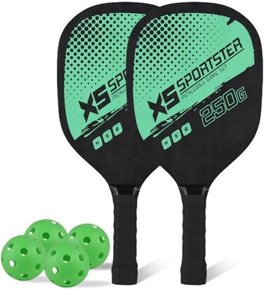 Набір для піклболу Lixada: 2 ракетки та 4 м'ячі (зелений)