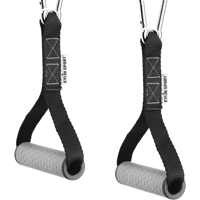 Набір для фітнесу KYLIN SPORT: гумки, ручки, карабіни, стяжки для тренажерів (сірий)