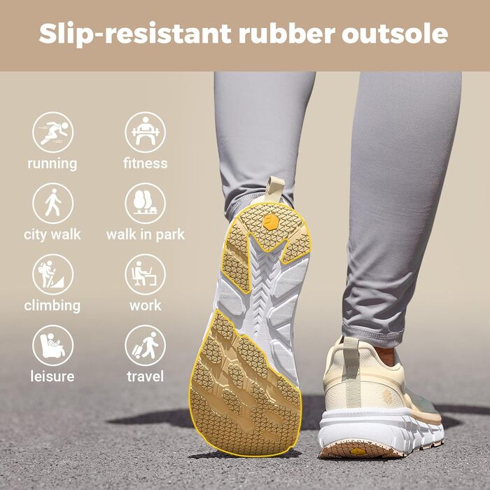 Жіночі кросівки для бігу FitVille з широкою стопою: дихаючі, легкі, зручні для ходьби (39 EU, кольору шампань)