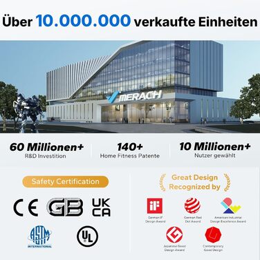 MERACH Walking Pad - біговий доріжки 3-в-1 для дому та офісу, регулювання нахилу 0-6%, швидкість 0-12 км/год, тиха робота 45dB, LED дисплей