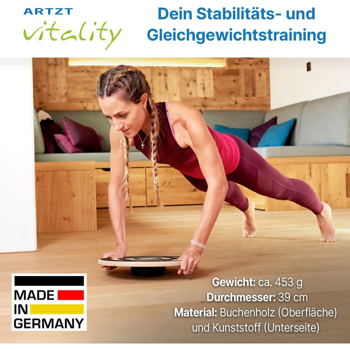 ARTZT vitality Wobblesmart балансборд для реабілітації, профілактики та тренувань, регульований рівень складності, 39 см