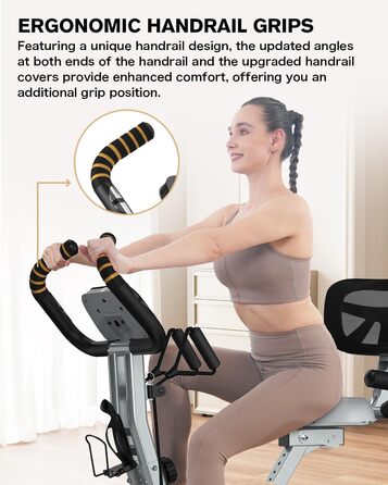 Pooboo Складний велотренажер X-Bike з магнітним опором, датчиком пульсу, тримачем для пляшки, ременями та підтримкою спини для домашнього фітнесу