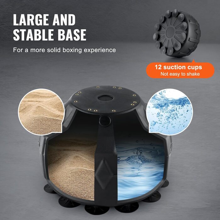 Боксерський тренажер VEVOR Box-Speed-Trainer з підставкою, для молоді та дорослих, регульована висота, комплект з рукавичками, чорний